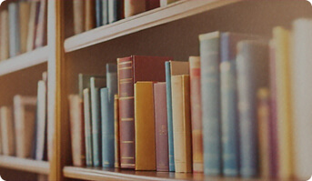 Shelves filled with books.